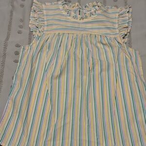 J. Crew Multicolor Striped Ruffle Blouse